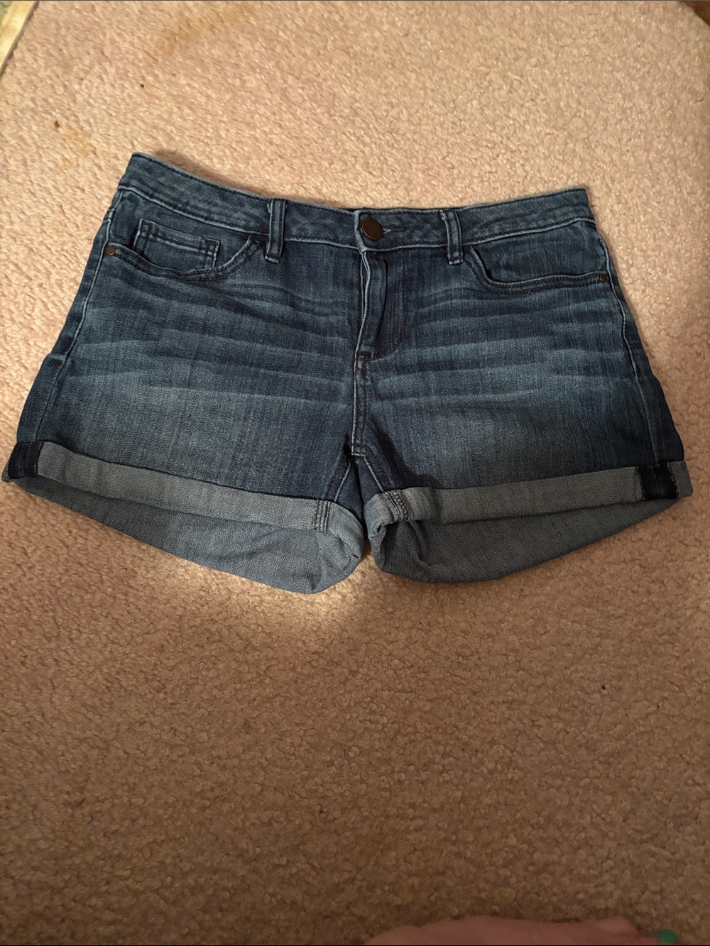 LC Lauren Conrad Dark Wash Rolled Cuff Denim Shorts
